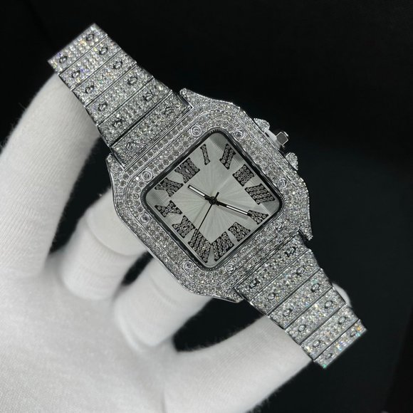 NEW | Luxury Iced Out Square Body White Gold Edition Watch - Picture 4 of 8
